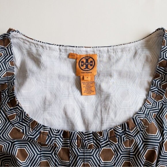 Tory Burch Summer Dress Hexagon Geometric Print Cotton Sleeveless Size 8 NWOT - Picture 4 of 11